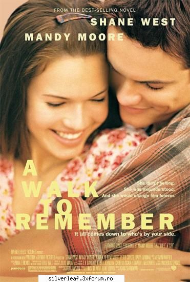 a walk to remember dvd rip

this is a very touching movie and it`s more than possible to cry :p
this